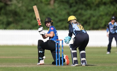 270625  Glamorgan Women v Sussex Sharks, Vitality Blast Women League Two South - Georgia Parfitt of Glamorgan Women collects the shot from Mollie Adams of Sussex Sharks
