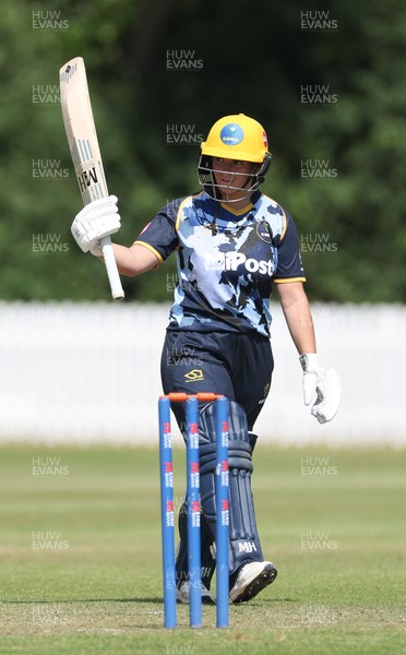 270625  Glamorgan Women v Sussex Sharks, Vitality Blast Women League Two South - Daisy Mullan of Glamorgan Women celebrates her 50