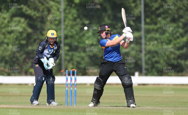 270625  Glamorgan Women v Sussex Sharks, Vitality Blast Women League Two South - Rachel King of Sussex Sharks is bowled by Poppy Walker of Glamorgan Women