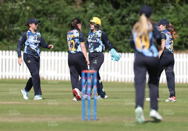 270625  Glamorgan Women v Sussex Sharks, Vitality Blast Women League Two South - Glamorgan celebrate after Georgia Parfitt of Glamorgan Women catches Nancy Harman of Sussex Sharks