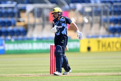 100525 - Glamorgan Women v Sussex Sharks Women, T20 Vitality Blast Women’s County Cup - Bea Ellis of Glamorgan Women is caught out by Anna Buckle of Sussex Women