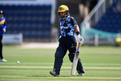 100525 - Glamorgan Women v Sussex Sharks Women, T20 Vitality Blast Women’s County Cup - Bethan Gammon of Glamorgan Women is bowled out by Anna Buckle of Sussex Women