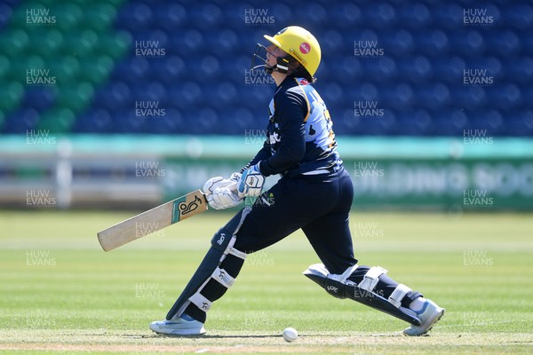 100525 - Glamorgan Women v Sussex Sharks Women, T20 Vitality Blast Women’s County Cup - Lauren Parfitt of Glamorgan Women is bowled out by Eve O’Neill of Sussex Women