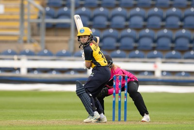 190425 - Glamorgan Women v Sussex Sharks, Metro Bank One Day Cup - Bethan Gammon of Glamorgan Women plays a shot