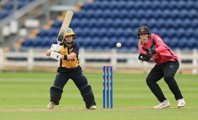 190425 - Glamorgan Women v Sussex Sharks, Metro Bank One Day Cup - Bethan Gammon of Glamorgan Women plays a shot