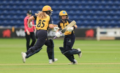190425 - Glamorgan Women v Sussex Sharks, Metro Bank One Day Cup - Bethan Gammon of Glamorgan Women and Gemma Porter of Glamorgan Women