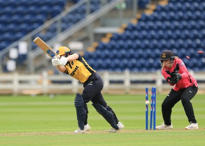 190425 - Glamorgan Women v Sussex Sharks, Metro Bank One Day Cup -Gemma Porter of Glamorgan Women is bowled by