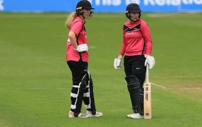190425 - Glamorgan Women v Sussex Sharks, Metro Bank One Day Cup - Mollie Adams of Sussex Sharks and Jazz Westley of Sussex Sharks