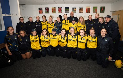 190425 - Glamorgan Women v Sussex Sharks, Metro Bank One Day Cup - The Glamorgan Women’s team and staff in the changing room after their historic win