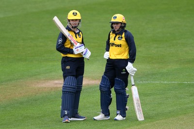190425 - Glamorgan Women v Sussex Women - Metro Bank One Day Cup - Daisy Jeanes and Bea Ellis of Glamorgan Women