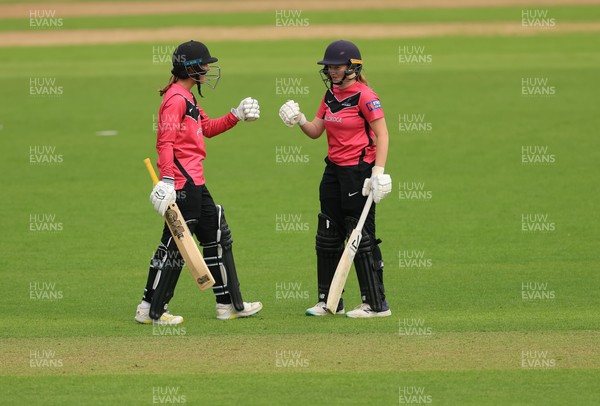 190425 - Glamorgan Women v Sussex Sharks, Metro Bank One Day Cup - Lucy Western of Sussex Sharks and Talitha Stanley of Sussex Sharks