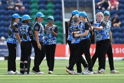 050726 - Glamorgan Women v Worcestershire Rapids Women - Vitality Blast Women League 2 - Daisy Jeanes of Glamorgan Women is stumped by Gwen Davies of Worcestershire 