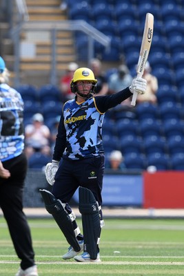 050726 - Glamorgan Women v Worcestershire Rapids Women - Vitality Blast Women League 2 - Lauren Parfitt of Glamorgan Women hits 50