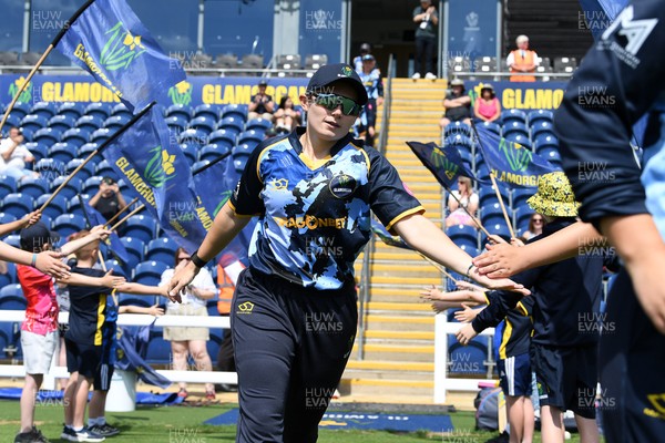 050726 - Glamorgan Women v Worcestershire Rapids Women - Vitality Blast Women League 2 - Glamorgan players run out at the start of the match