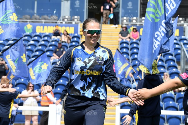 050726 - Glamorgan Women v Worcestershire Rapids Women - Vitality Blast Women League 2 - Glamorgan players run out at the start of the match