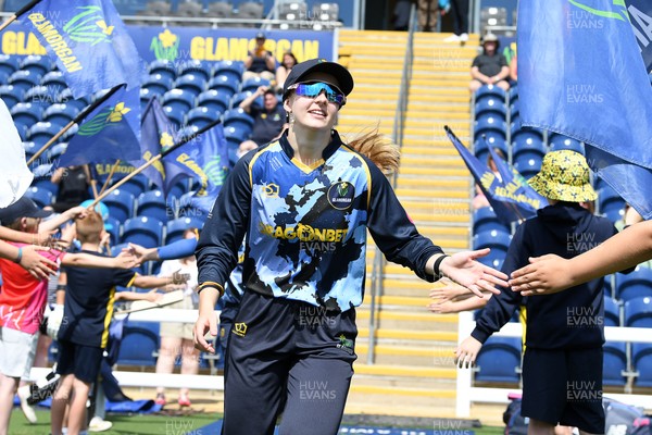 050726 - Glamorgan Women v Worcestershire Rapids Women - Vitality Blast Women League 2 - Glamorgan players run out at the start of the match