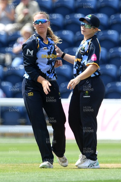 050726 - Glamorgan Women v Worcestershire Rapids Women - Vitality Blast Women League 2 - Gemma Porter of Glamorgan Women bowls the ball to dismiss Sanya Khurana of Worcestershire