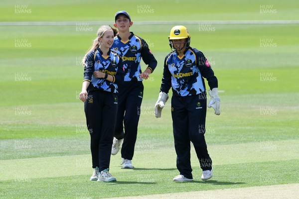 050726 - Glamorgan Women v Worcestershire Rapids Women - Vitality Blast Women League 2 - Amy Griffiths of Worcestershire is stumped by Megan Sturge of Glamorgan Women