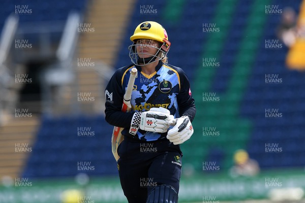 050726 - Glamorgan Women v Worcestershire Rapids Women - Vitality Blast Women League 2 - Daisy Jeanes of Glamorgan Women is stumped by Gwen Davies of Worcestershire 