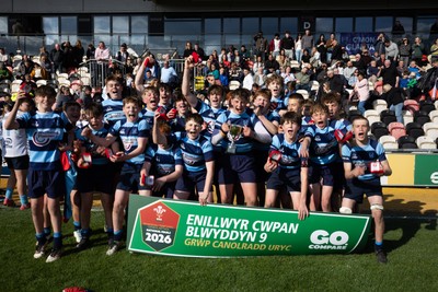 280426 - Glantaf v Y Pant, Boys Year 9 Final - Glantaf celebrate after they win the Boys Year 9 Final