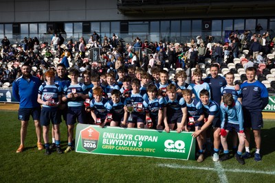 280426 - Glantaf v Y Pant, Boys Year 9 Final - Glantaf celebrate after they win the Boys Year 9 Final