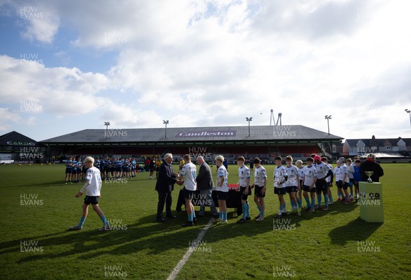 280426 - Glantaf v Y Pant, Boys Year 9 Final - Players receive their medals from Roy Bergiers