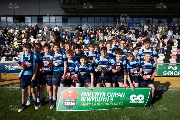 280426 - Glantaf v Y Pant, Boys Year 9 Final - Glantaf celebrate after they win the Boys Year 9 Final