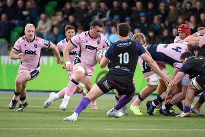 080526 - Glasgow Warriors v Cardiff Rugby - United Rugby Championship - Taine Basham of Cardiff on the charge