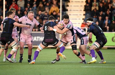 080526 - Glasgow Warriors v Cardiff Rugby - United Rugby Championship - Rory Thornton of Cardiff is tackled by Jack Dempsey of Glasgow 