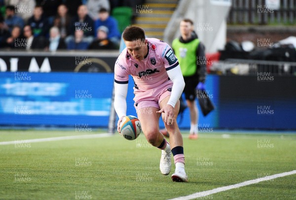 080526 - Glasgow Warriors v Cardiff Rugby - United Rugby Championship - Josh Adams of Cardiff runs in to score a try