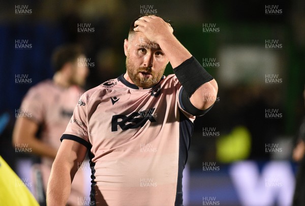 080526 - Glasgow Warriors v Cardiff Rugby - United Rugby Championship - Dejected George Nott of Cardiff at full time,