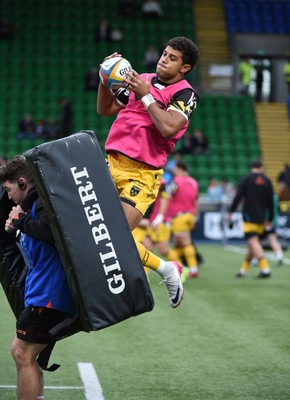 111025 - Glasgow Warriors v Dragons RFC - United Rugby Championship - Dragons players during the warm up
