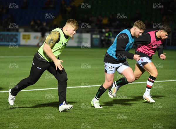 170224 - Glasgow Warriors v Dragons RFC - United Rugby Championship - Dragons players warm up before kick off