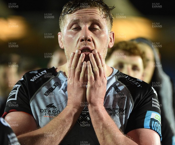 170224 - Glasgow Warriors v Dragons RFC - United Rugby Championship - Matthew Screech of Dragons leaves the field dejected at the end of the game