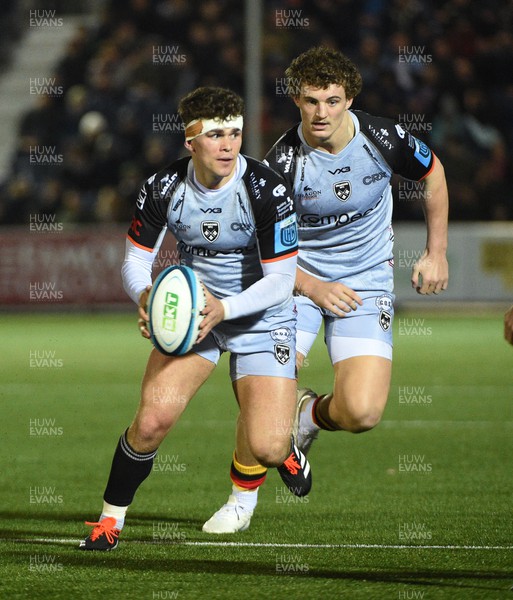 170224 - Glasgow Warriors v Dragons RFC - United Rugby Championship - Will Reed and Joe Westwood (R) of Dragonss