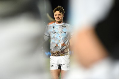 010325 - Glasgow Warriors v Ospreys - United Rugby Championship - Jack Walsh of Ospreys is all smiles as he celebrates after kicking a last minute penalty to win the match 31-32