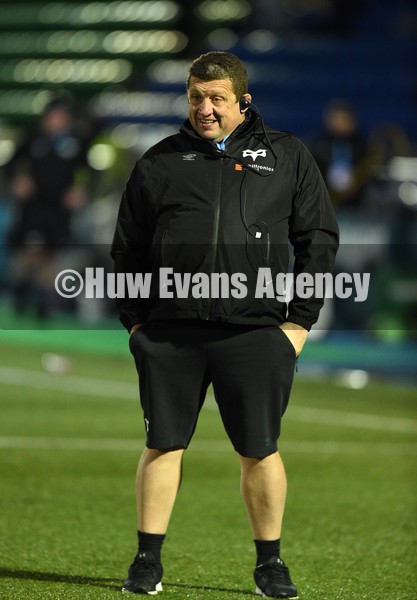 080122 - Glasgow Warriors v Ospreys - United Rugby Championship - Ospreys head coach Toby Booth during pre-match warm up