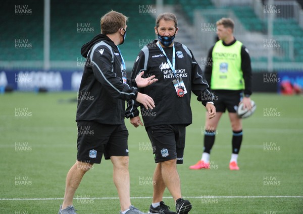 111020 - Glasgow Warriors v Scarlets - Guinness PRO14 - Kenny Murray (R) and Jonny Bell of Glasgow assistant coaches
