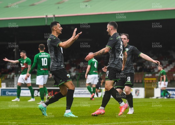 080721 Glentoran v The New Saints, UEFA Europa Conference League First Qualifying Round First Leg -  Leo Smith of The New Saints celebrates with team mates after scoring his side's first goal