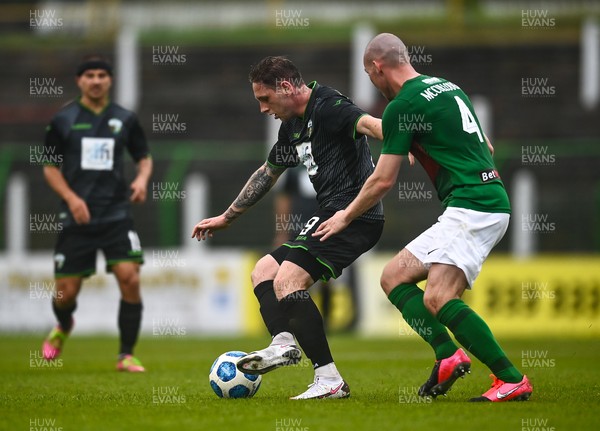 080721 Glentoran v The New Saints, UEFA Europa Conference League First Qualifying Round First Leg - Declan McManus of The New Saints takes on Luke McCullough of Glentoran