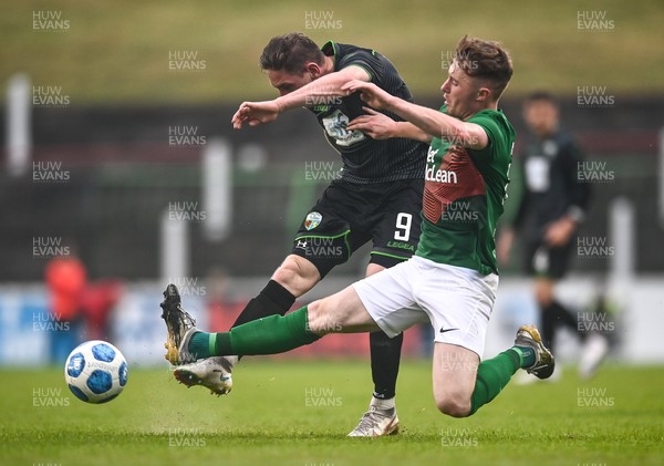 080721 Glentoran v The New Saints, UEFA Europa Conference League First Qualifying Round First Leg - Declan McManus of The New Saints is challenged by Conor McMenamin of Glentoran