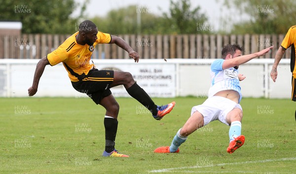 220717 - Gloucester City v Newport County - Pre Season Friendly - Frank Nouble of Newport County scores a goal