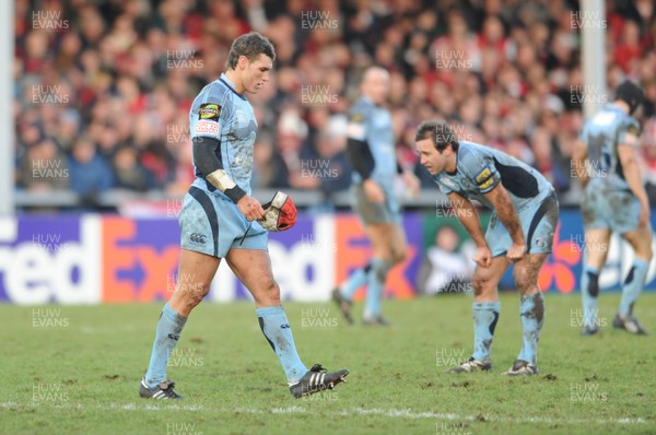 18.01.09 - Gloucester v Cardiff Blues - Heineken Cup - Cardiff's Tom James walks to the changing rooms after being shown a red card. 