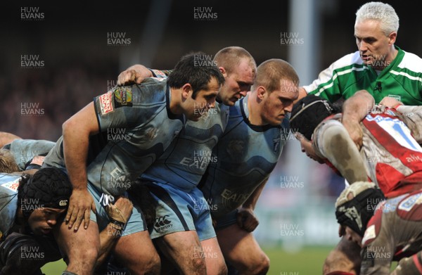 18.01.09 - Gloucester v Cardiff Blues - Heineken Cup - Cardiff's Gary Powell, Gareth Williams and Gethin Jenkins. 