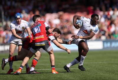 270425 - Gloucester Rugby v Exeter Chiefs - Premiership - Paul Brown-Bampoe of Exeter Chiefs makes a break