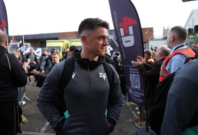 120424 - Gloucester v Ospreys - European Challenge Cup Quarter Final - Reuben Morgan-Williams of Ospreys arrives at the stadium