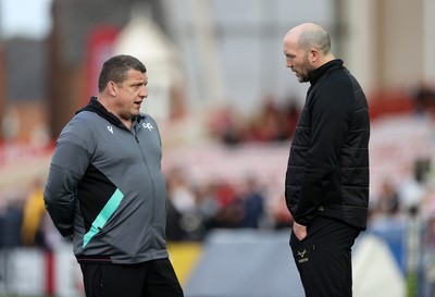 120424 - Gloucester v Ospreys - European Challenge Cup Quarter Final - Ospreys Head Coach Toby Booth and Gloucester Head Coach George Skivington 