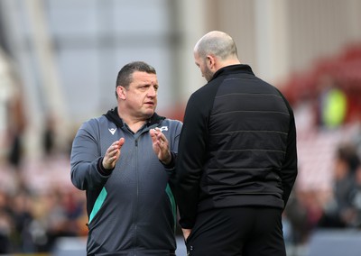 120424 - Gloucester v Ospreys - European Challenge Cup Quarter Final - Ospreys Head Coach Toby Booth and Gloucester Head Coach George Skivington 