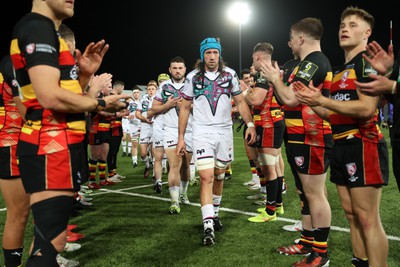 120424 - Gloucester v Ospreys - European Challenge Cup Quarter Final - Justin Tipuric of Ospreys leads the team through the tunnel at full time