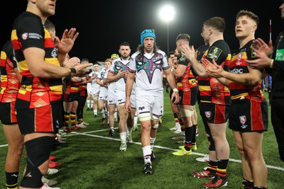 120424 - Gloucester v Ospreys - European Challenge Cup Quarter Final - Justin Tipuric of Ospreys leads the team through the tunnel at full time